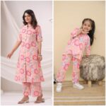 Close-up of printex design on daughter's co-ord set.