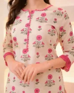 : Cotton fabric texture, premium quality, breathable material, comfortable kurta set