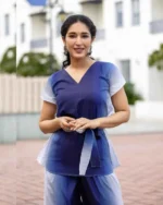 Western top tie-up, waist belt detail, adjustable top, modern design feature