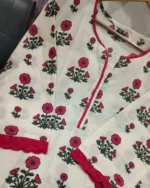 Floral cotton kurta set, relaxed pose, comfortable daily wear, women's ethnic fashion