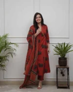 Detailed Elephant Print Motif - Black Cotton Kurta